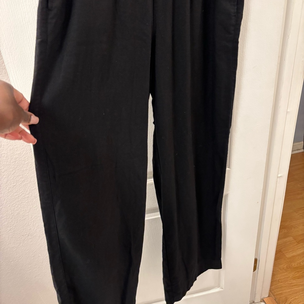 Old Navy Tall Linen Wide Leg Pants Black size Large Tall - Picture 6 of 16